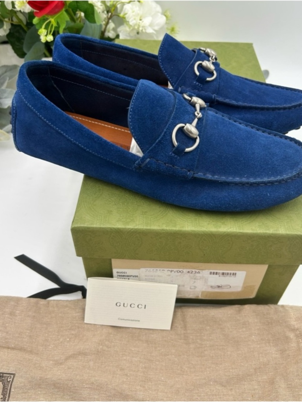 Gucci horse bit blue suede loafers size 7 fits 8 US made in Italy - Picture 5 of 7